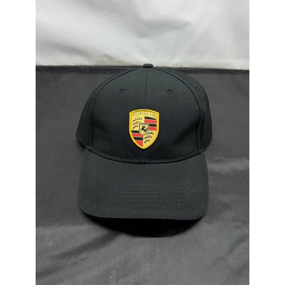 Original Porsche Black Crest Logo Official Strapback Hat Cap Cars